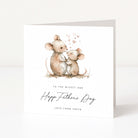 Personalised Greeting card with two mice hugging and hearts, text 'Happy Father's Day' on a white background
