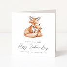 Cute Father's Day card with illustration of a fox and cub, on a white background