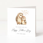 Personalised Father's Day card with two owls and text on a white background