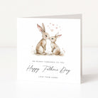 Personalised Father's Day card with two bunnies and hearts on a white background
