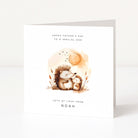 Personalised Greeting card with hedgehog illustration and 'Happy Father's Day' text on a white background