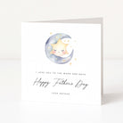 Personalised Father's Day card with moon and star design on a white background