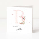 Flower girl proposal card with floral design and text on a white background