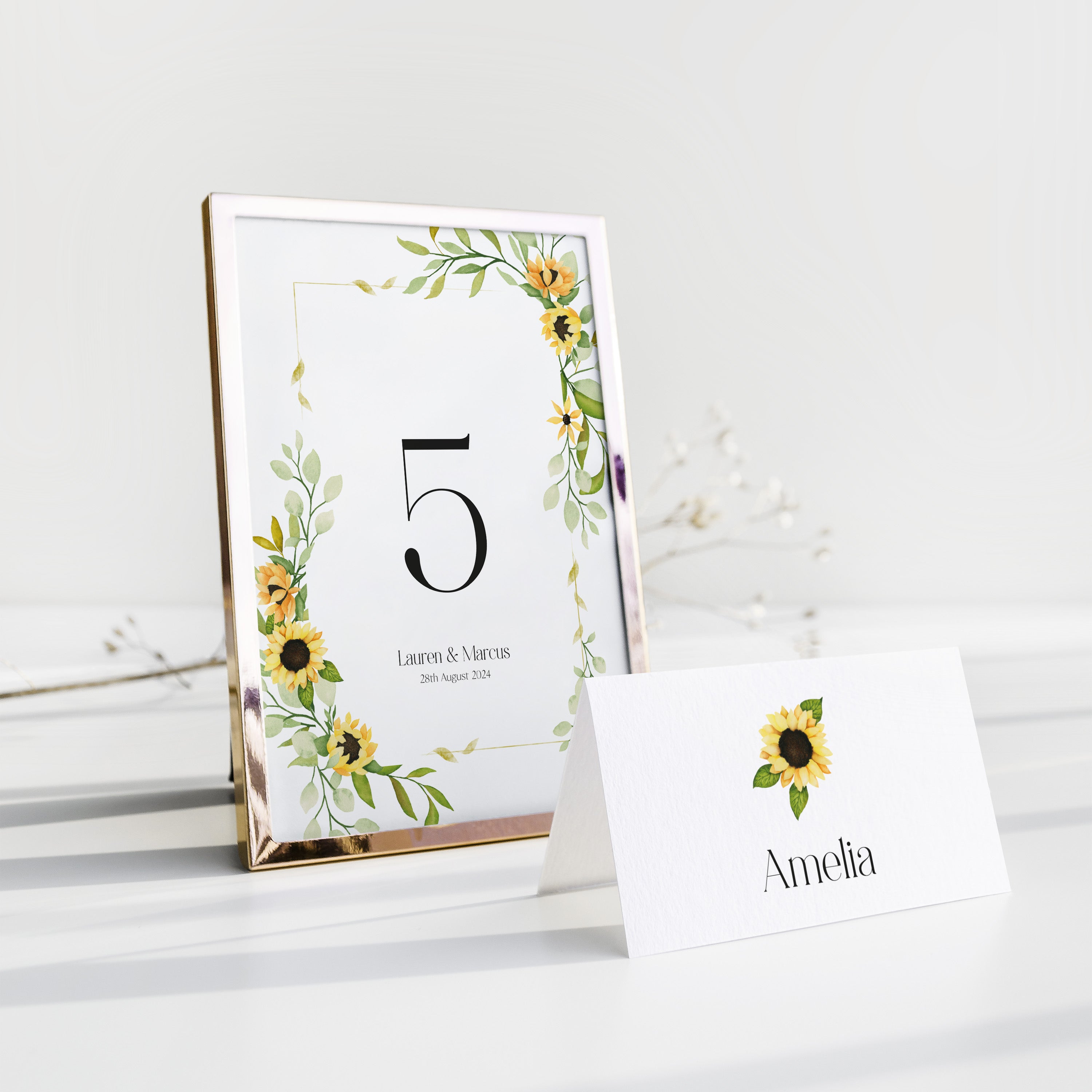 Sunflower Wedding Table Number - Farringdon Collection, Elle Bee Design