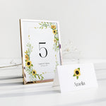 Sunflower Wedding Table Number - Farringdon Collection, Elle Bee Design