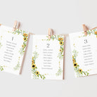 Sunflower Seating Plan Cards - Farringdon Collection, Elle Bee Design