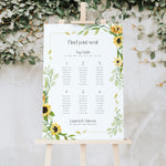 Sunflower Wedding Seating Plan - Farringdon Collection, Elle Bee Design
