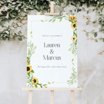 Sunflower Wedding Welcome Sign - Farringdon Collection, Elle Bee Design