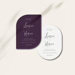 Purple and White Shaped Wedding Save the Date Cards - Finchley Collection, Elle Bee Design