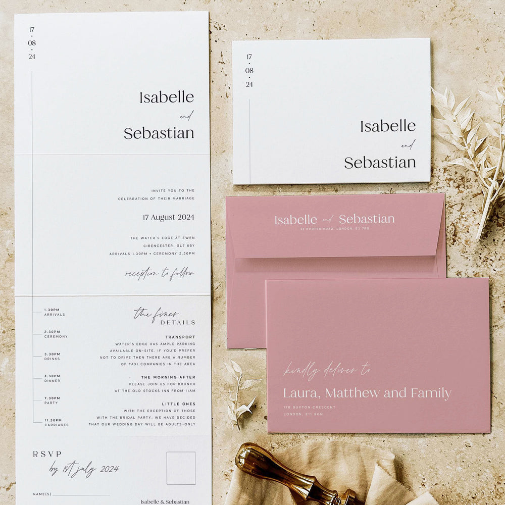 Elegant Classic Concertina Wedding Invitation - Finsbury Collection, Elle Bee Design