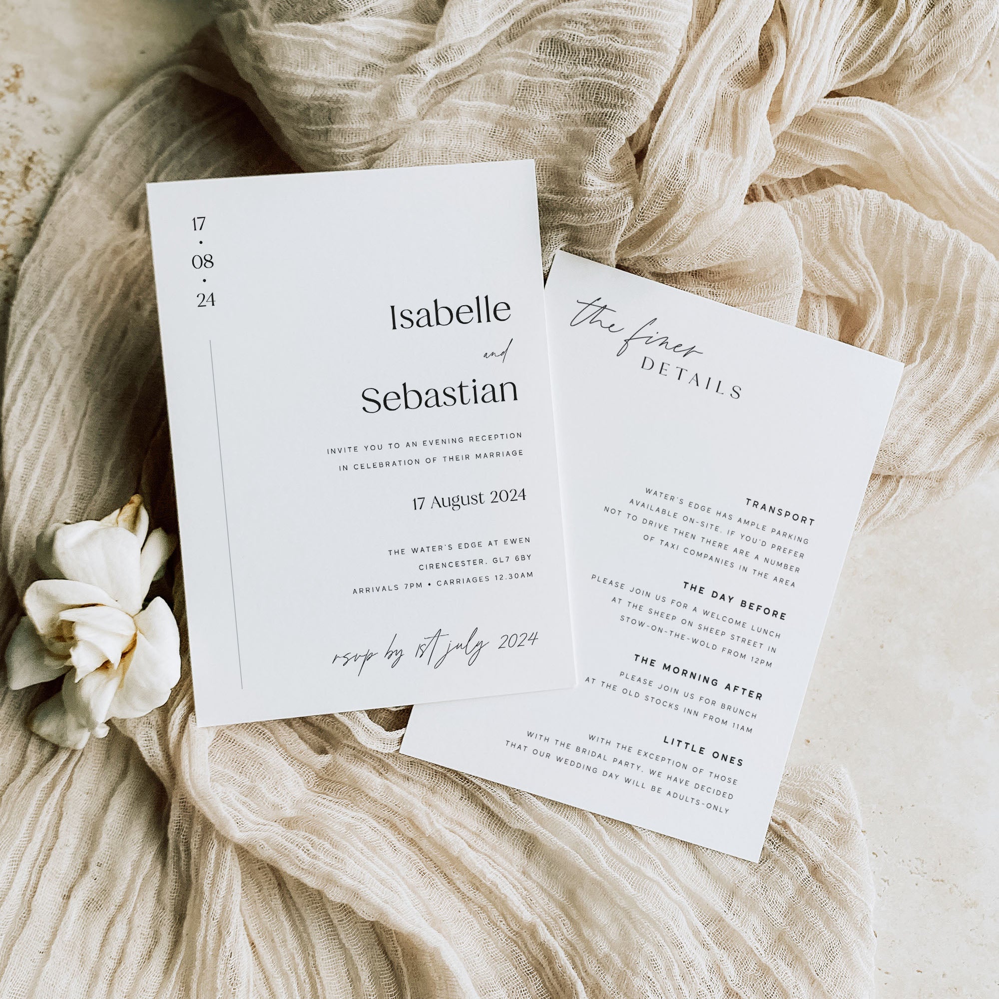 Elegant Evening Wedding Invitation - Finsbury Collection, Elle Bee Design