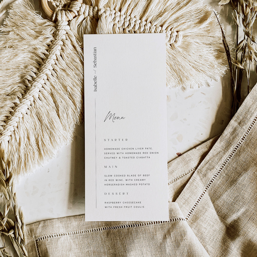 Elegant Wedding Menu Card - Finsbury Collection, Elle Bee Design