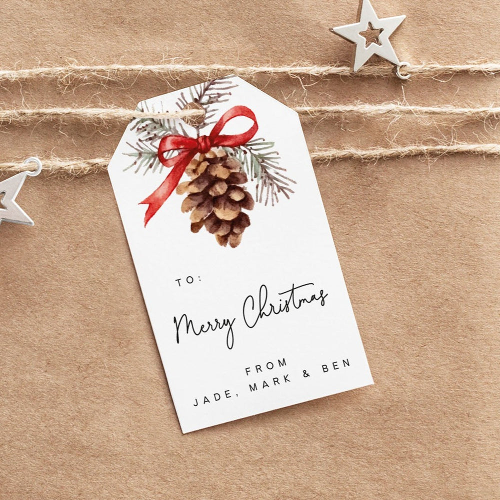 Personalised Christmas Gift Tag Pack - Fir Cone