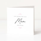 Greeting card for Mother's Day with text and heart designs on a white background