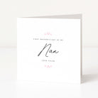 Greeting card with text 'First Mother's Day as my Nan' on a white background