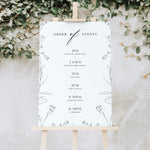 Monochrome Floral Wedding Order of Events Sign - Fitzrovia Collection, Elle Bee Design