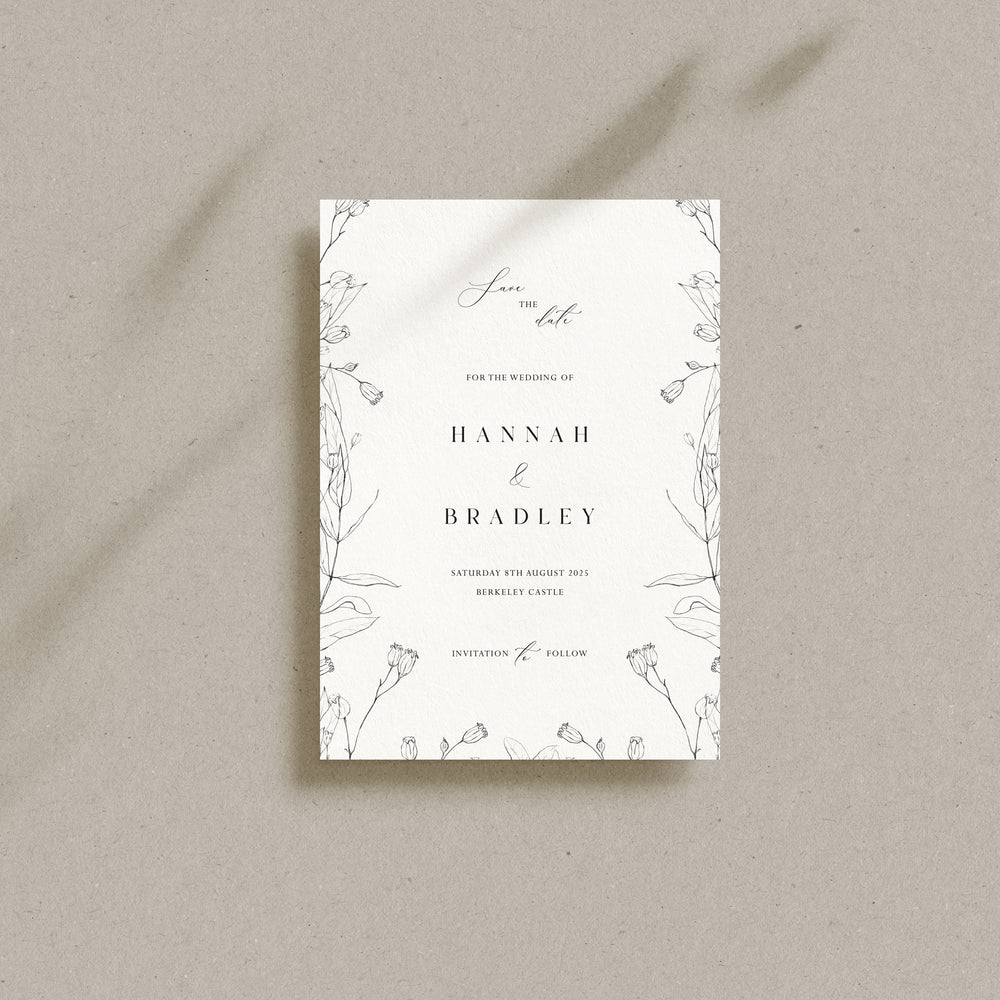 Elegant Floral Wedding Save the Date Card - Fitzrovia Collection, Elle Bee Design
