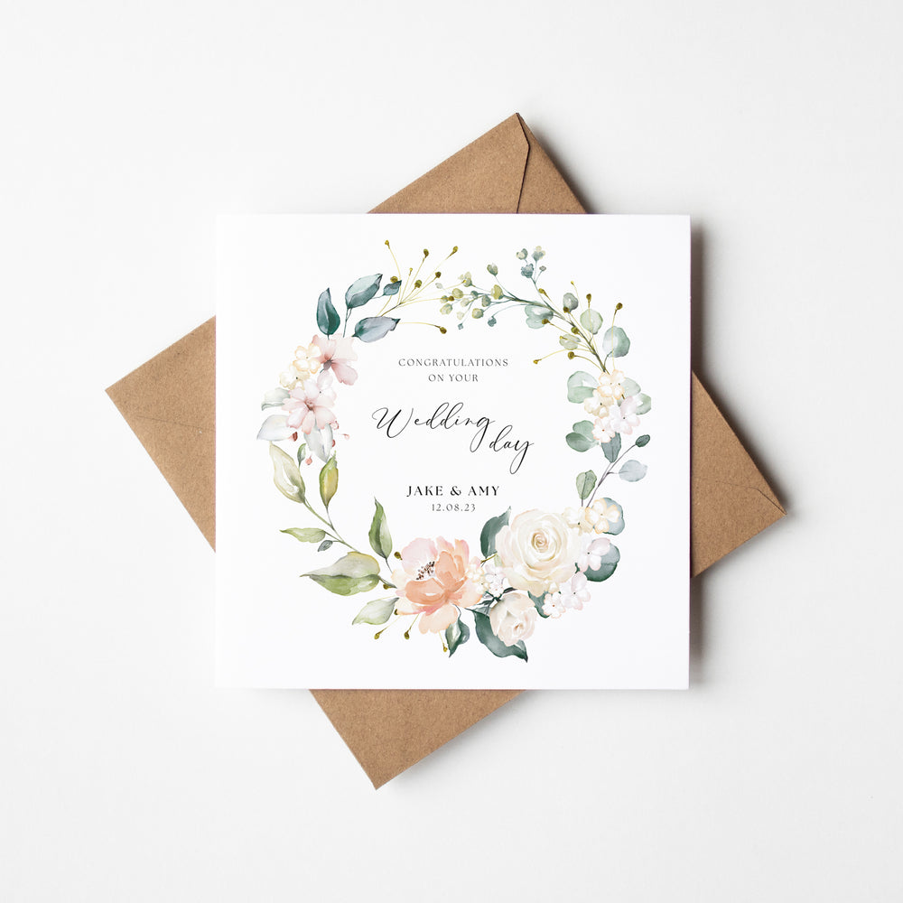 Personalised Floral Wedding Day Card - Elle Bee Design