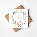 Personalised Floral Wreath Wedding Card (WAE004)