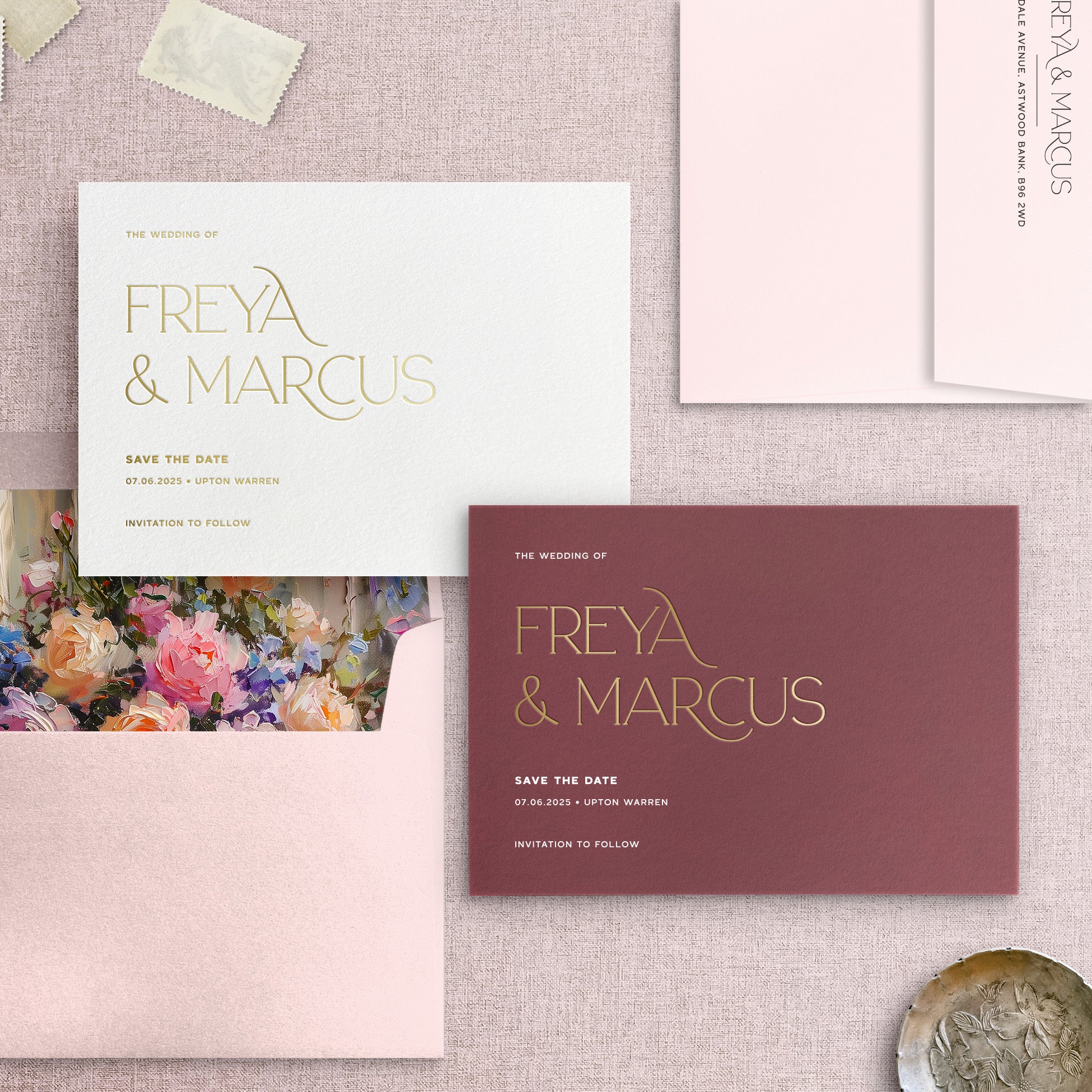 Modern Gold Foil Pressed Save the Date Card - Freya Collection, Elle Bee Design