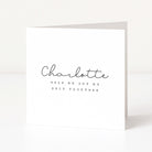 simple bridesmaid card on white card with white background