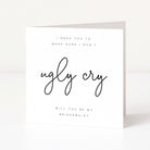 Greeting card with text asking if you will be my bridesmaid on a white background