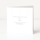 White greeting card with text and a heart symbol on a white background