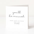 Greeting card with 'you'll be missed' text on a white background
