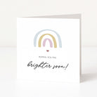 Greeting card with a rainbow and text on a white background