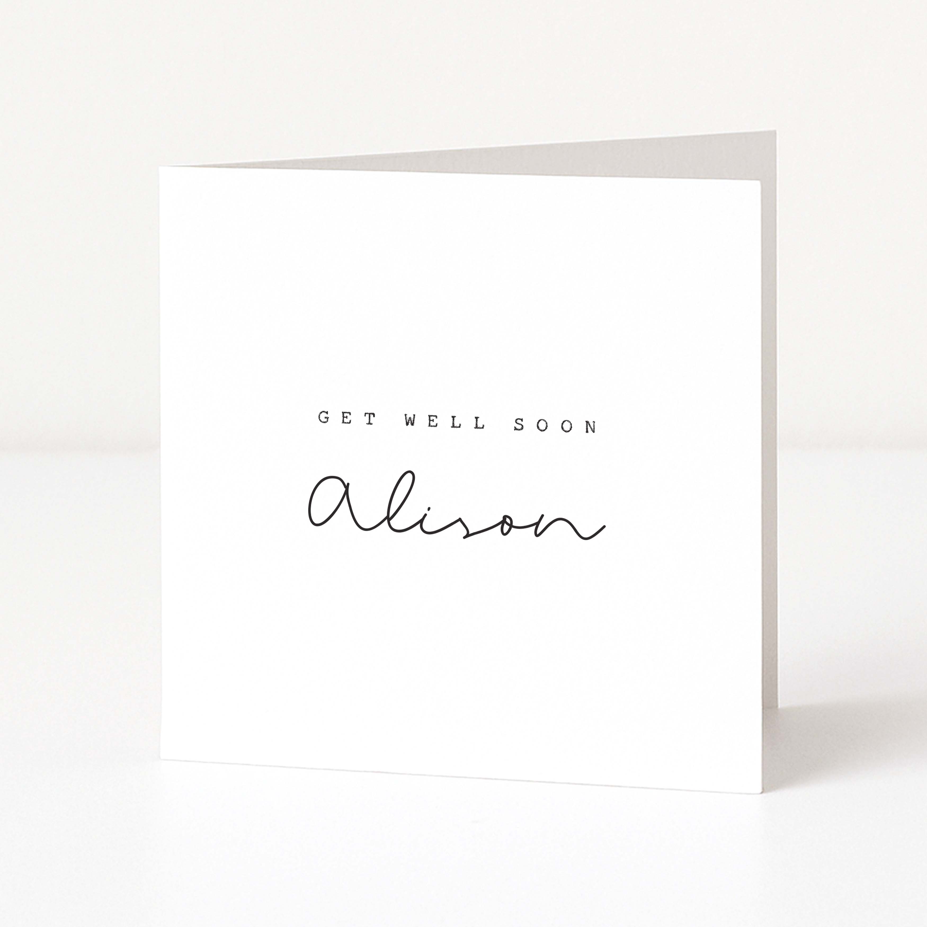 White card with 'Get Well Soon Alison' text on a white background