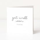 Greeting card with 'get well soon' text on a white background