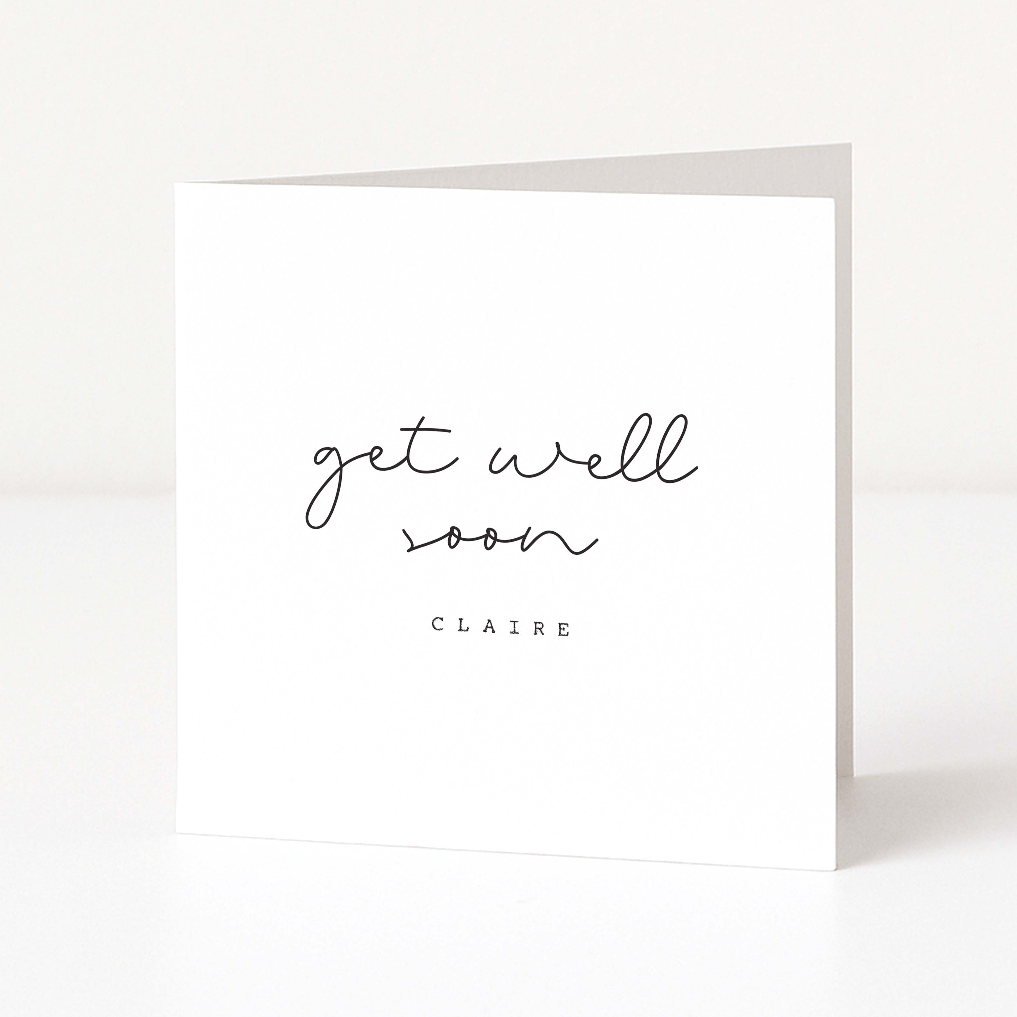 Greeting card with 'get well soon' text on a white background