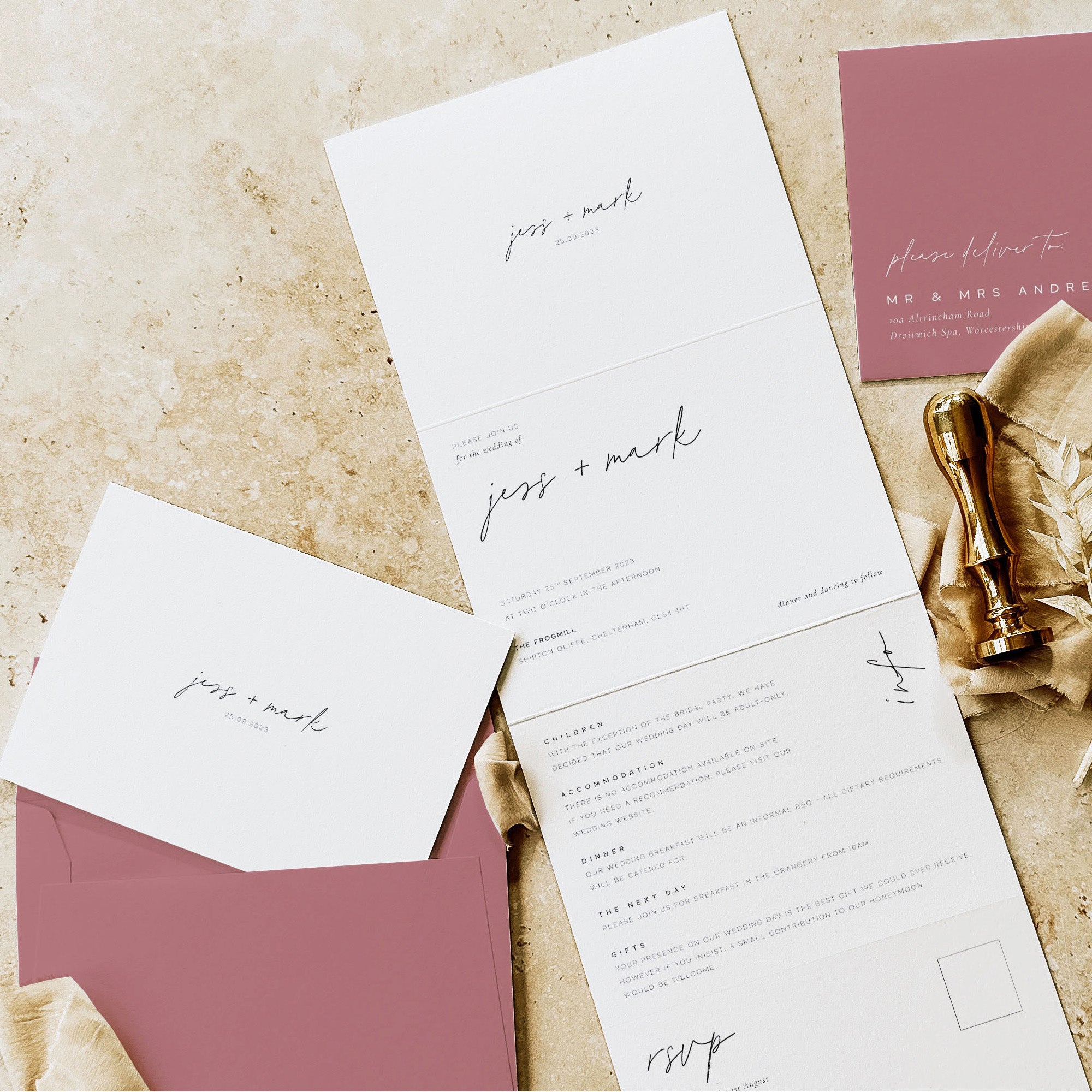 Modern Elegant Concertina Wedding Invitation - Greenwich Collection, Elle Bee Design