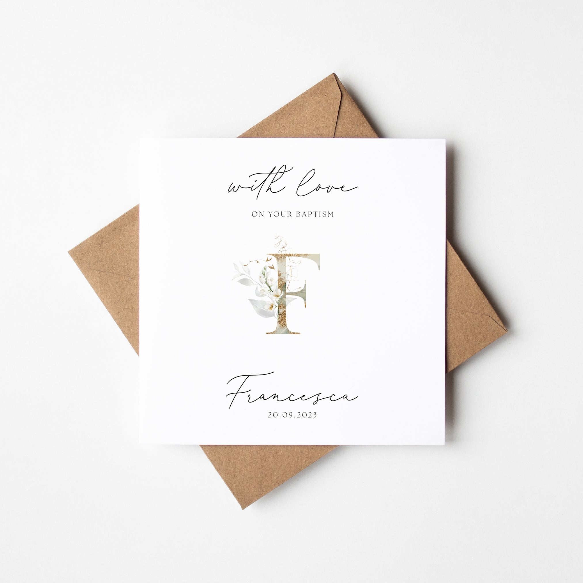 Monogram Personalised Baptism Card