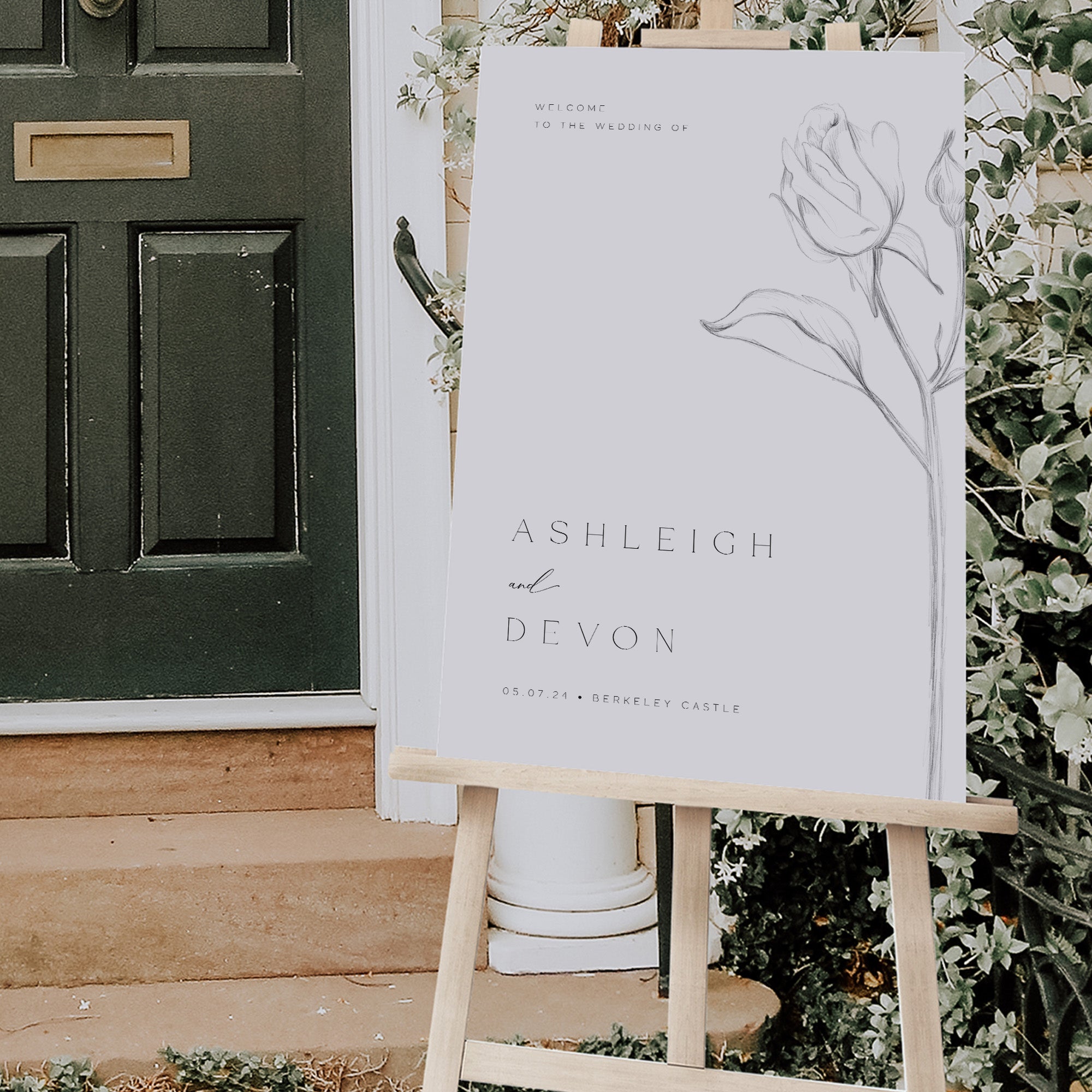 Elegant Rose Modern Wedding welcome Sign - Hampstead Collection, Elle Bee Design