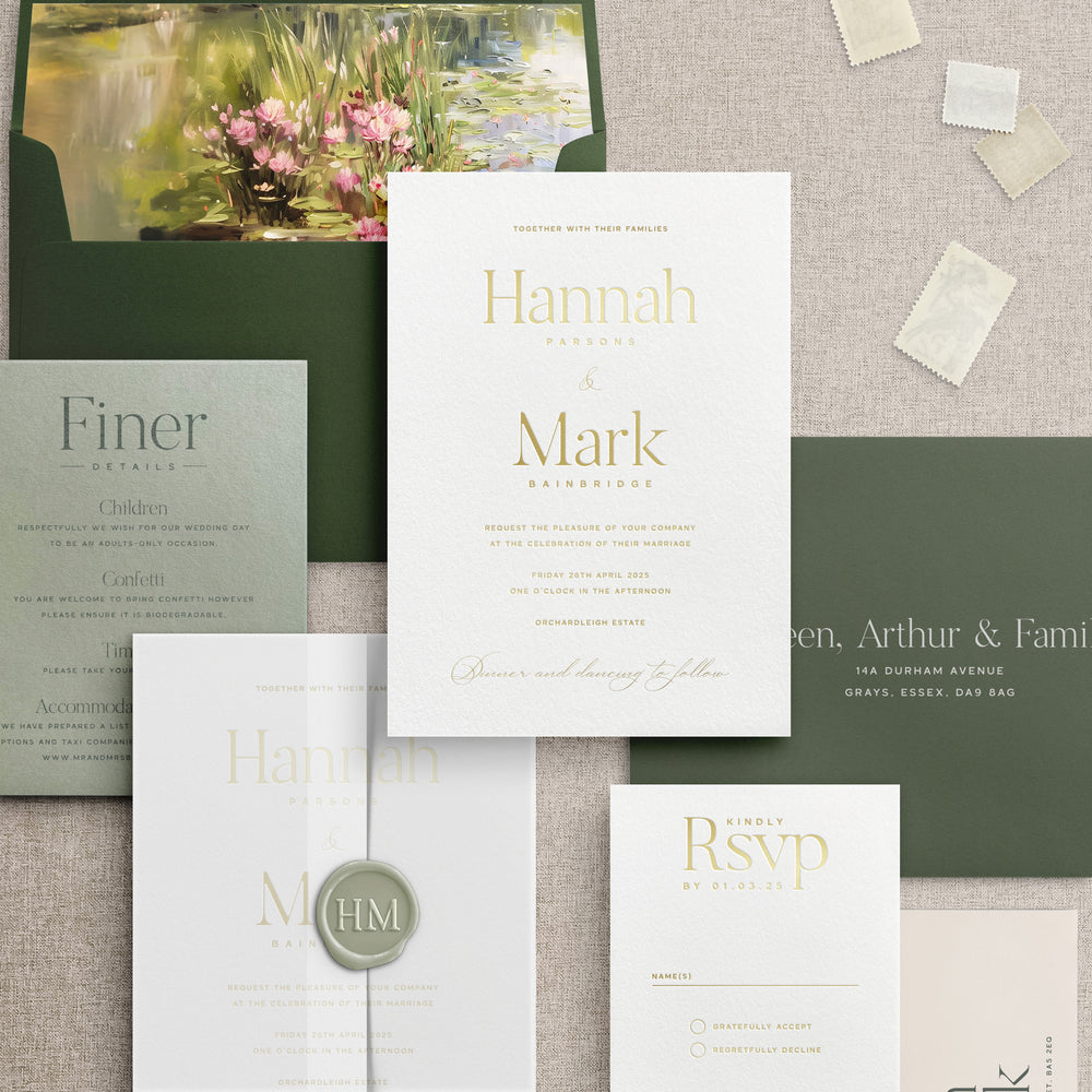 Hannah - Foil Pressed Wedding Invitation Suite