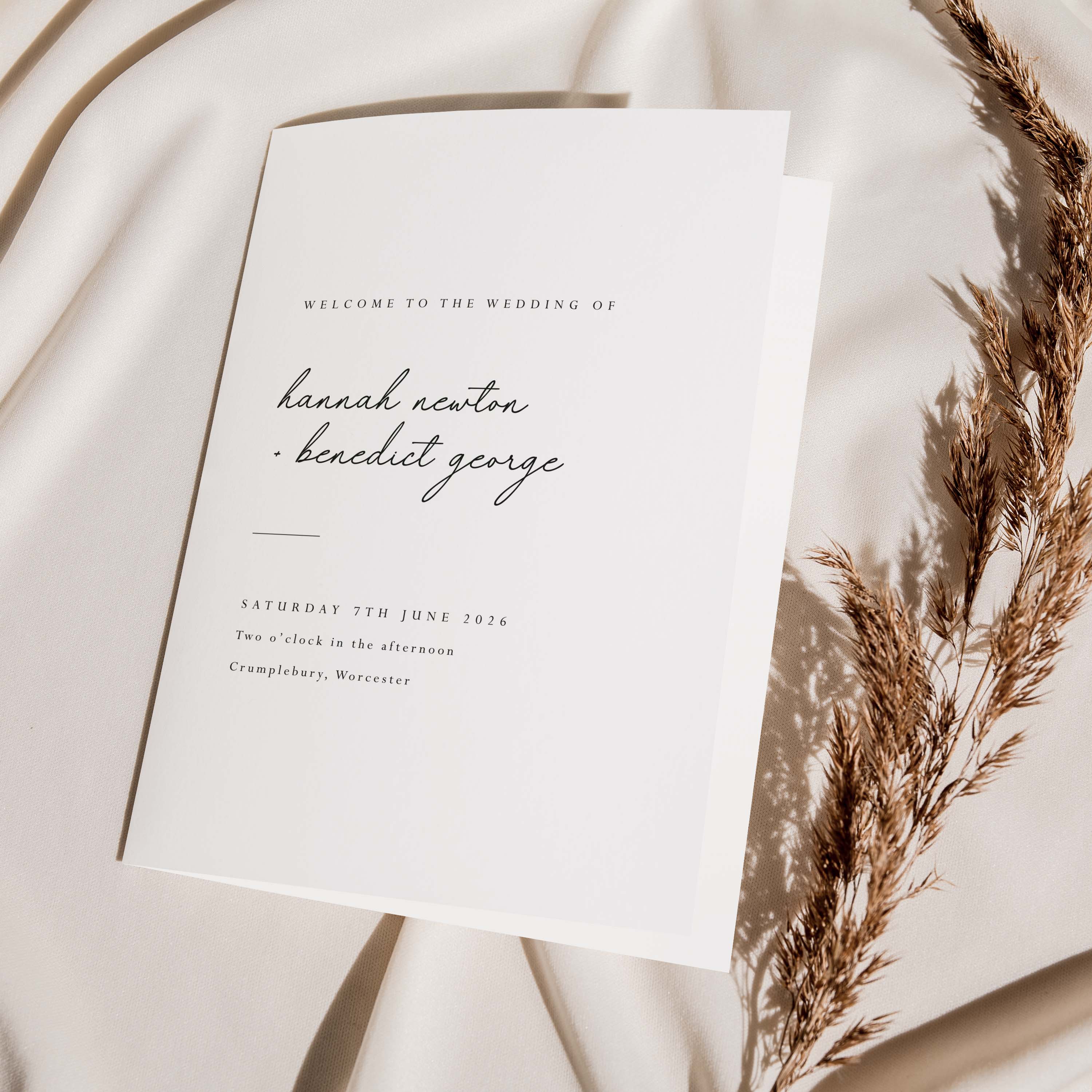 Modern Wedding Order of Service Booklet - Hannah Collection, Elle Bee Design