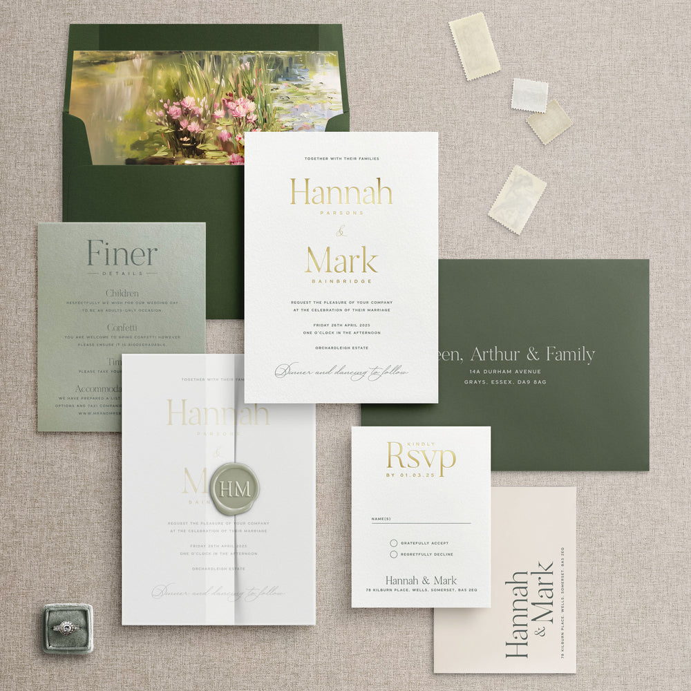 Hannah - Foil Pressed Wedding Invitation Suite