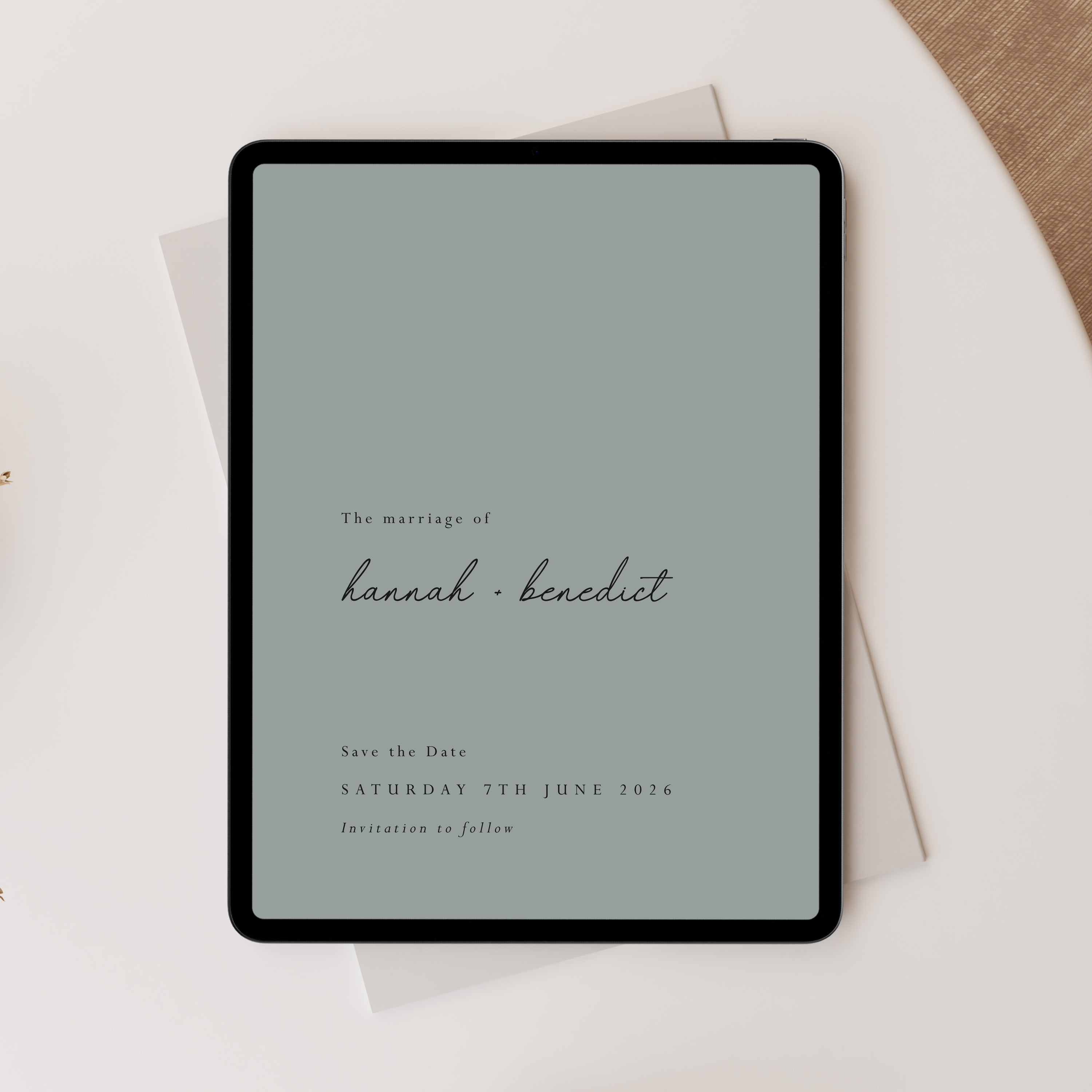 Modern Digital Save the Date for Wedding in Grey - Hannah Collection, Elle Bee Design