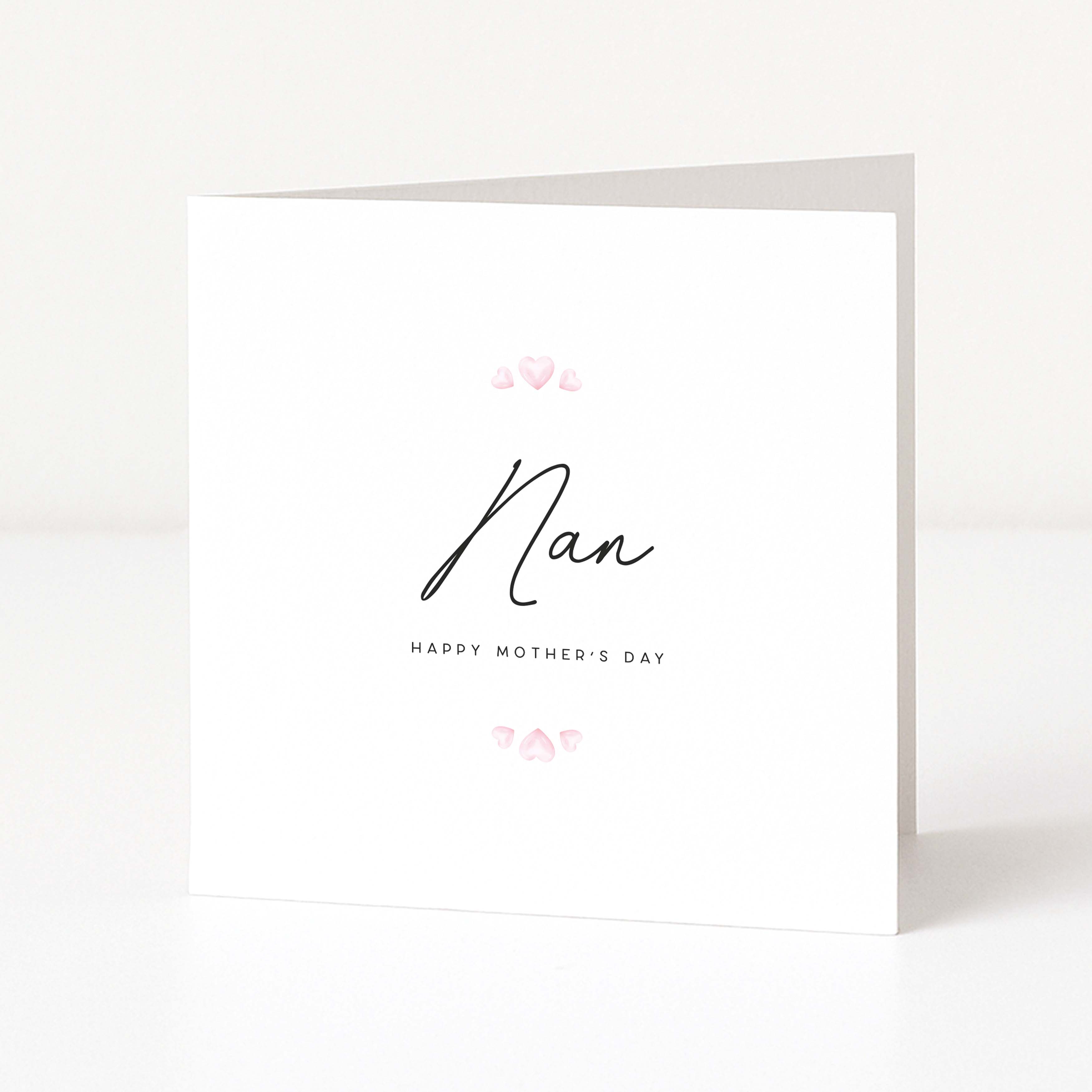 Greeting card with 'Nan' and 'Happy Mother's Day' text on a white background