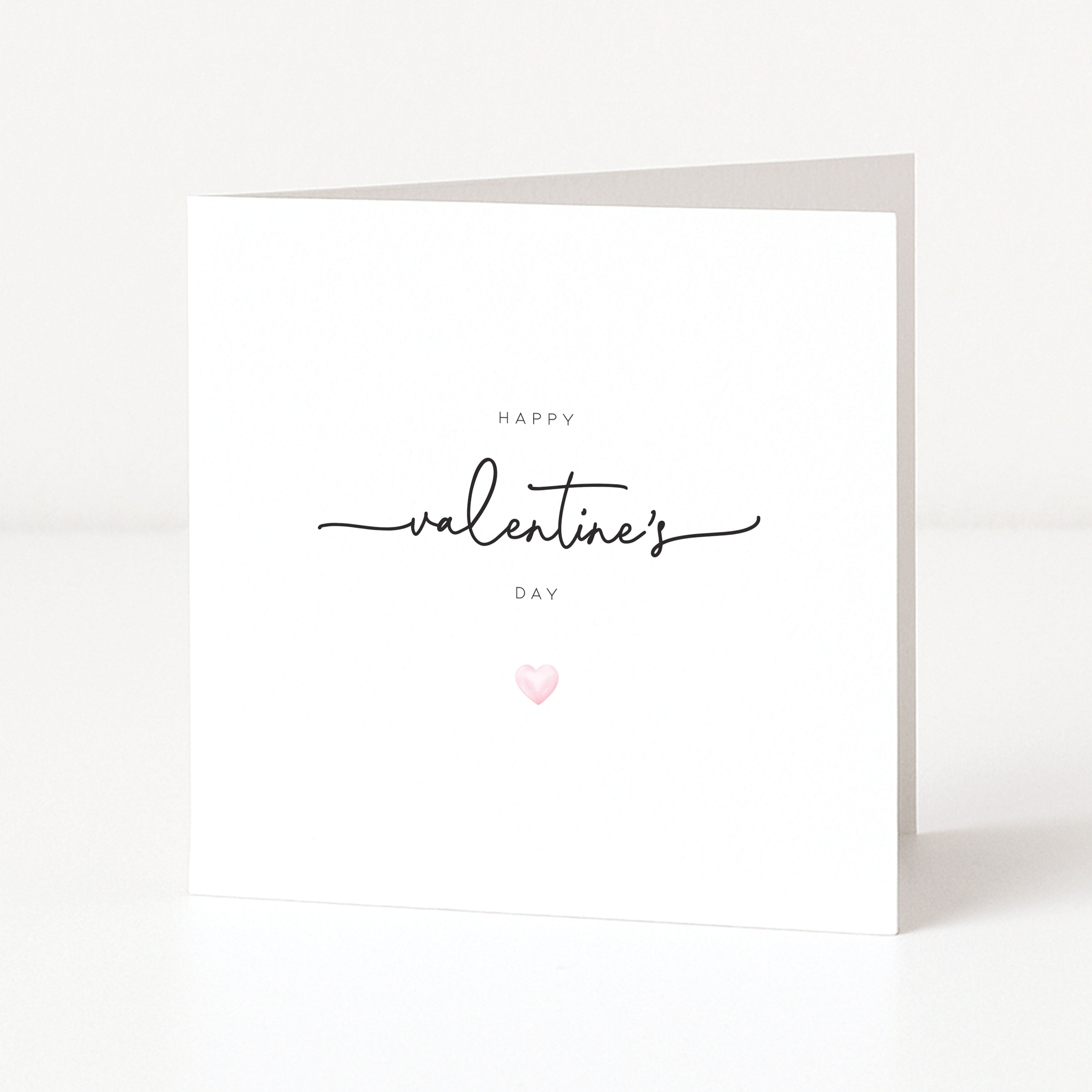 Valentine's Day card with 'Happy Valentine's Day' text on a white background