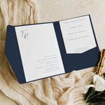 Modern Monogram Pocketfold Wedding Invitation - Hatton Collection, Elle Bee Design