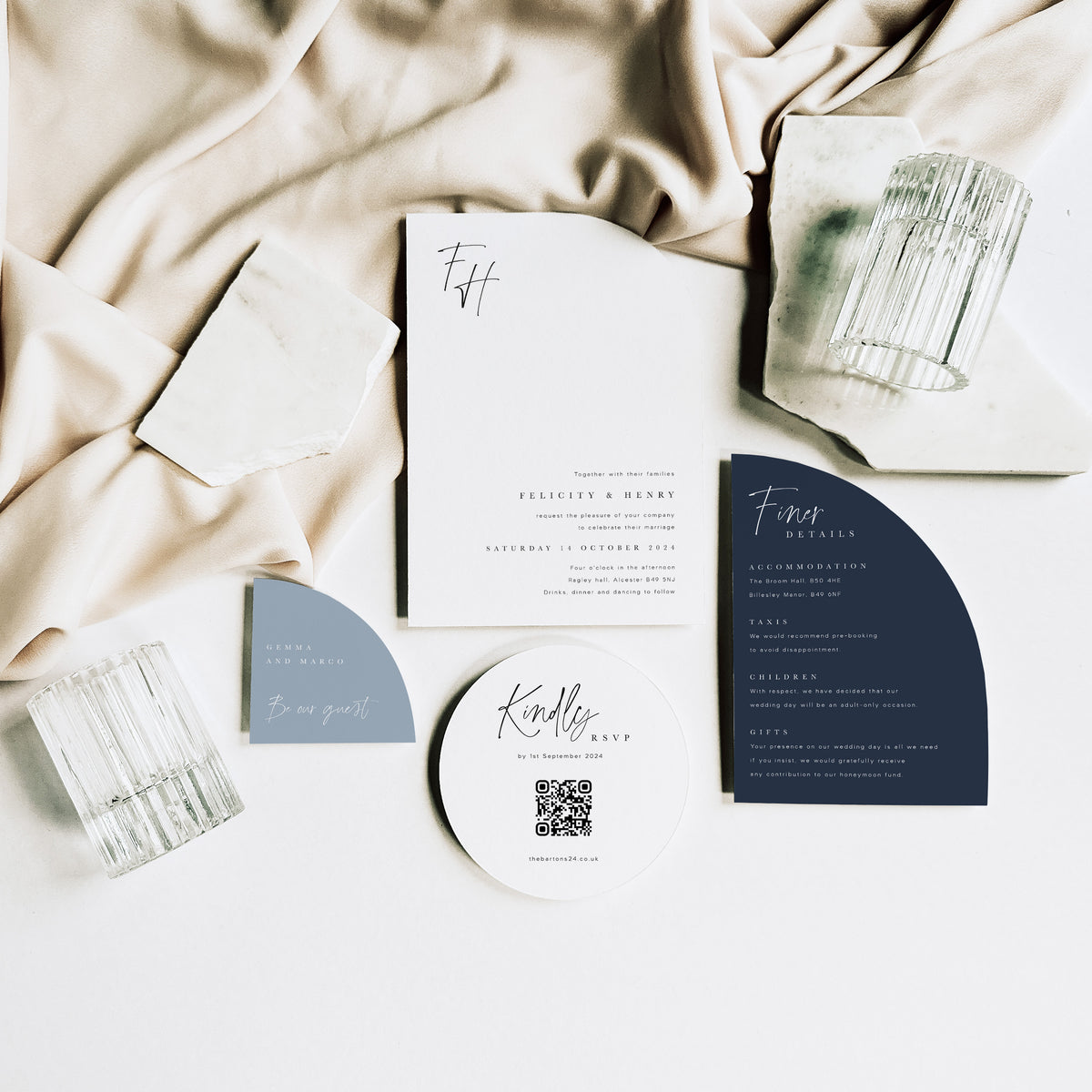 Hatton - Shaped Invitation Suite – Elle Bee Design Limited