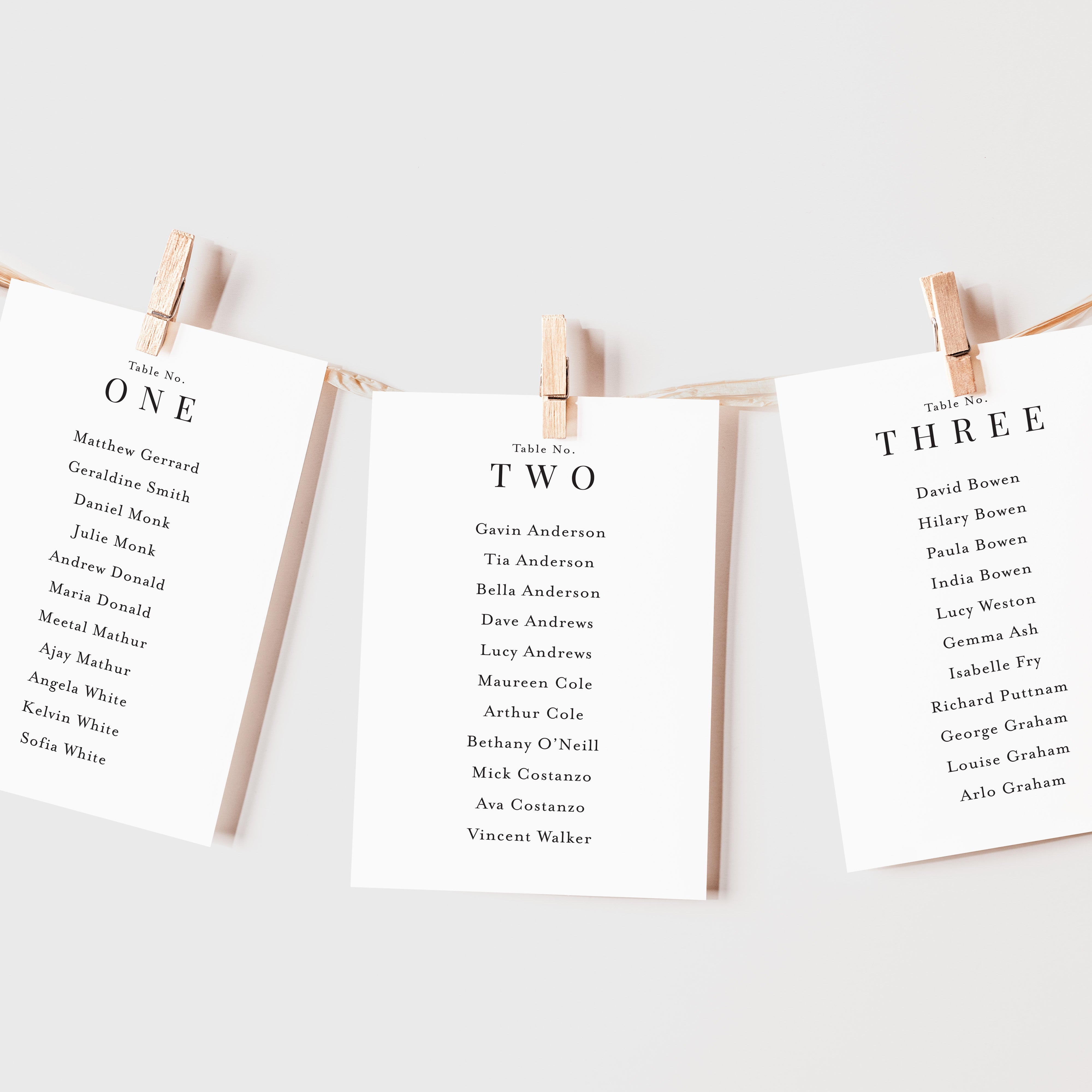 Elegant Wedding Table Plan Cards - Henley Collection, Elle Bee Design