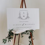 Classic Crest Monogram Wedding Welcome Sign - Henley Collection, Elle Bee Design
