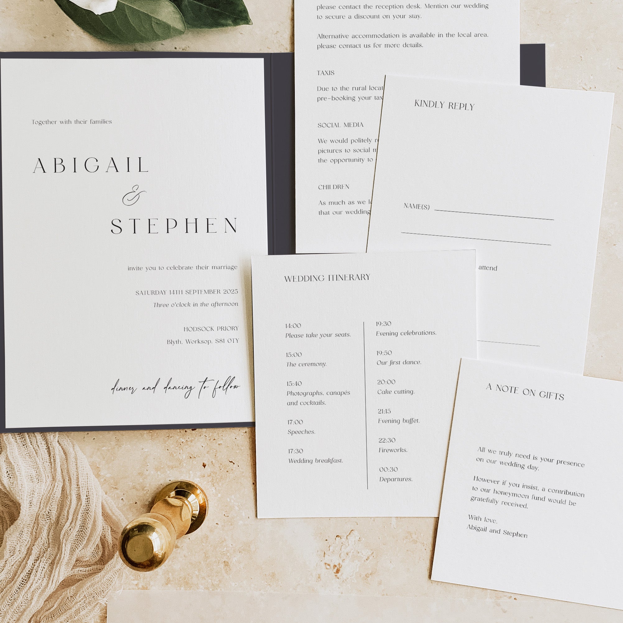 Elegant Pocketfold Wedding Invitation Suite - Highbury Collection, Elle Bee Design