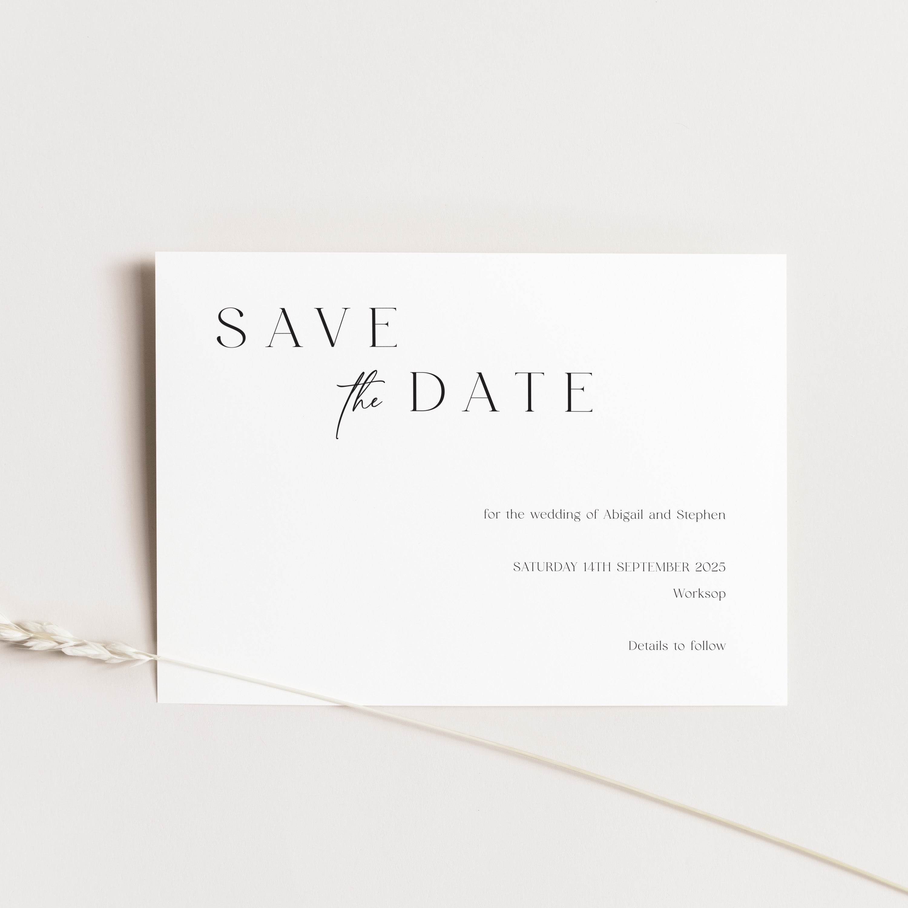 Elegant Modern Save the Date Card - Highbury Collection, Elle Bee Design