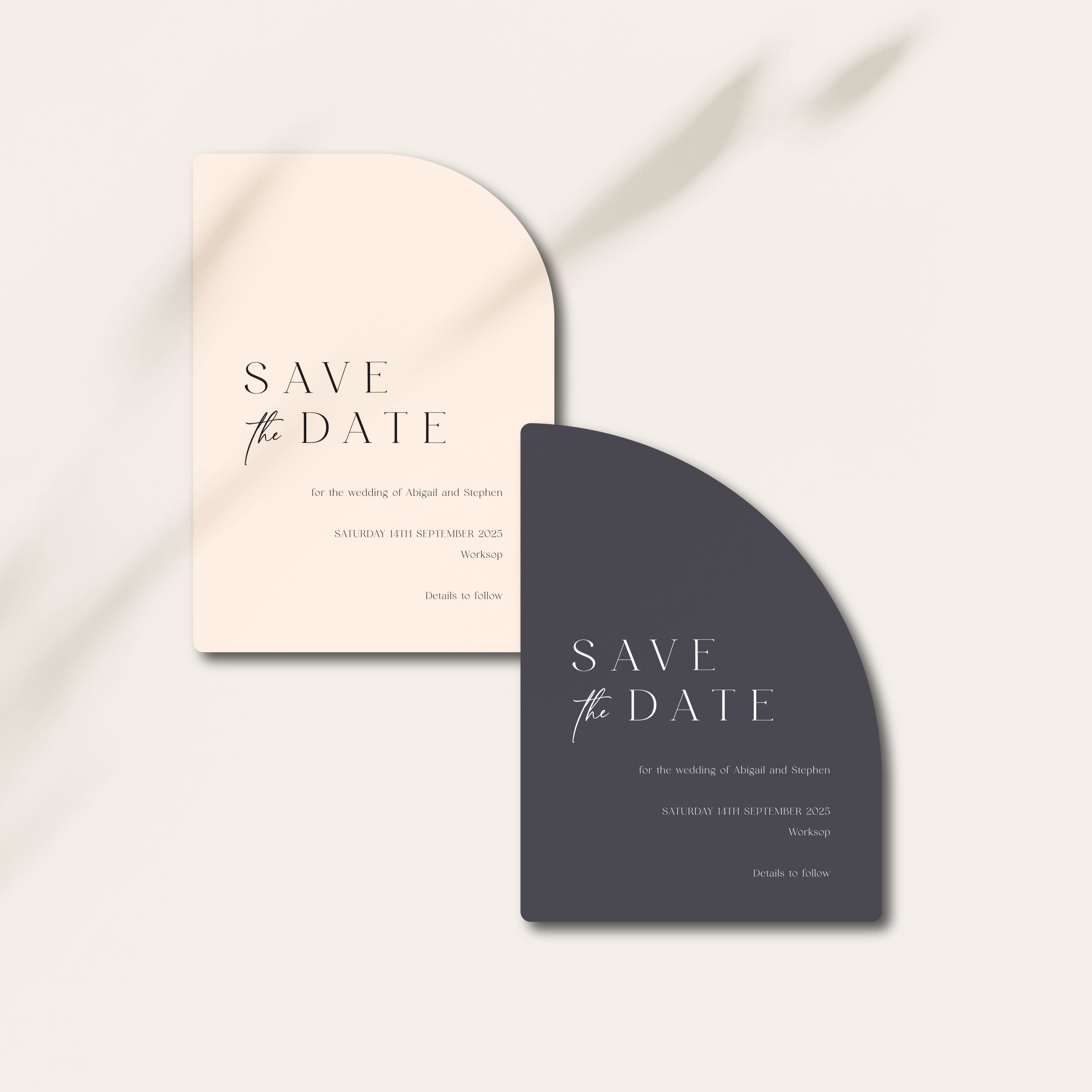 Elegant Shaped Save the Date Card - Highbury Collection, Elle Bee Design