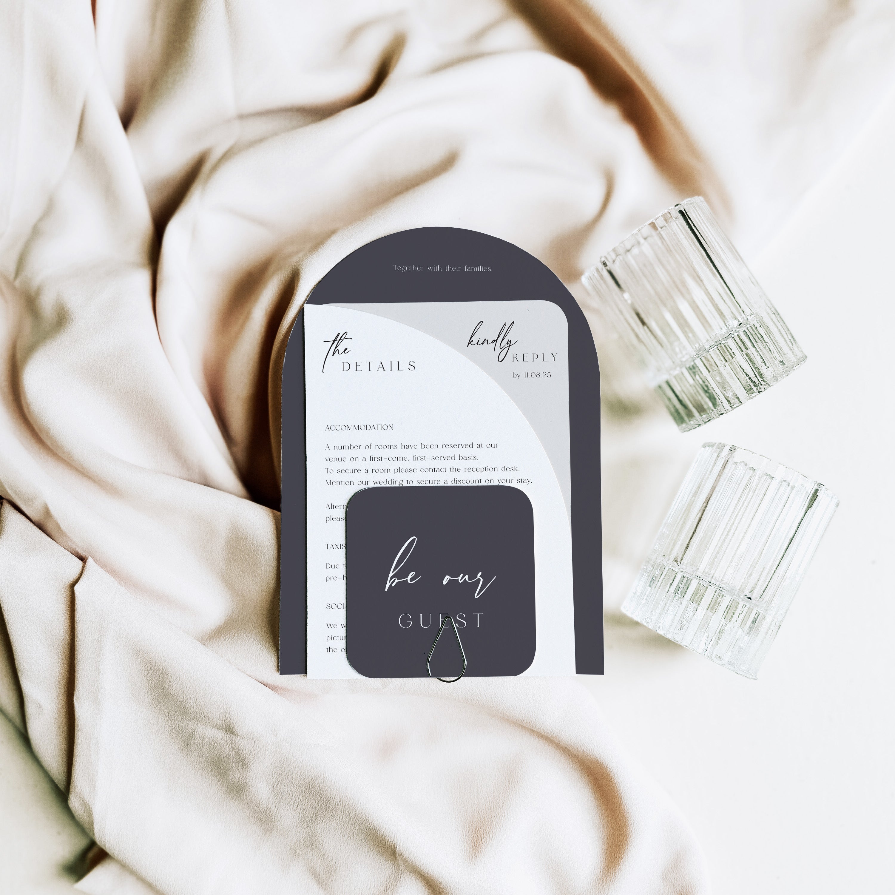 Modern Elegant Arched Wedding Invitation Suite - Highbury Collection, Elle Bee Design