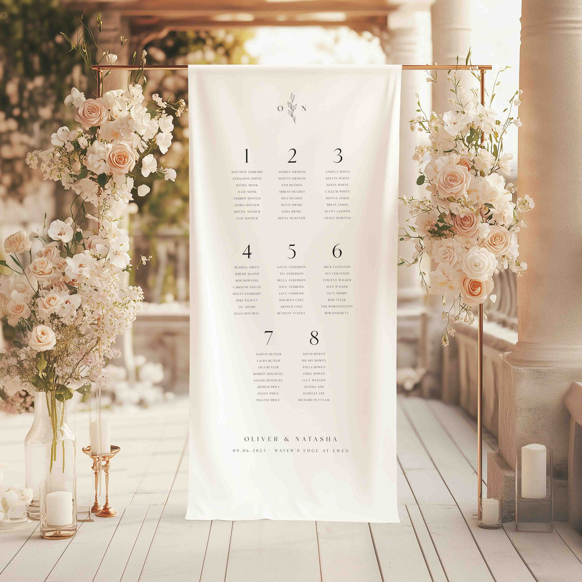 Classical Fabric Wedding Table Plan - Holland Park Collection – Elle ...